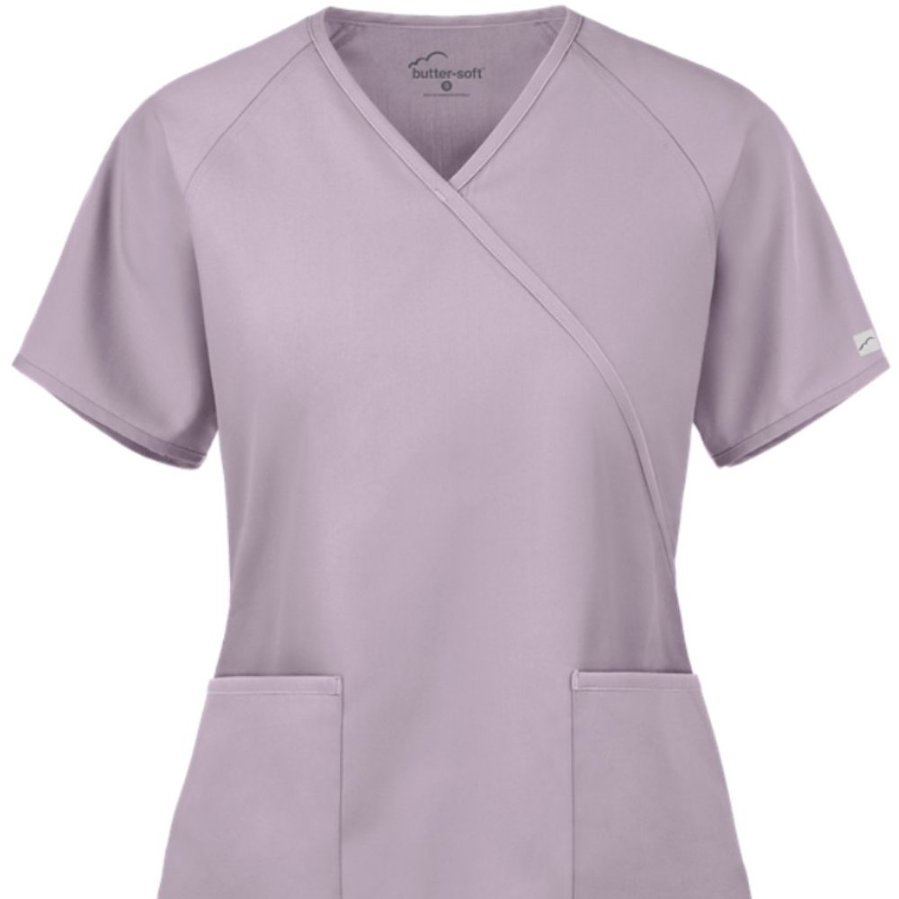 Butter-Soft Scrubs by UA™ Solid Mock Wrap Top (M)